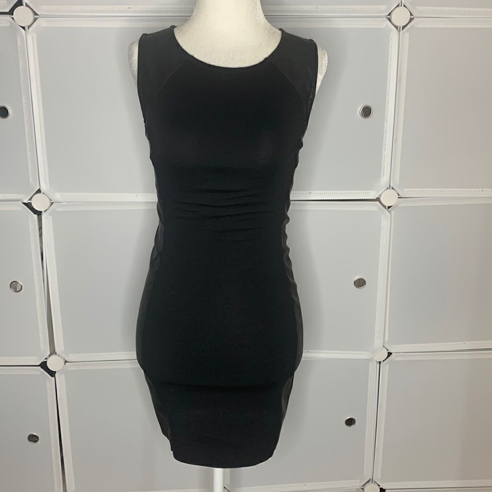 H&M Divided Sleeveless Faux Leather Body Con Dress Size 4